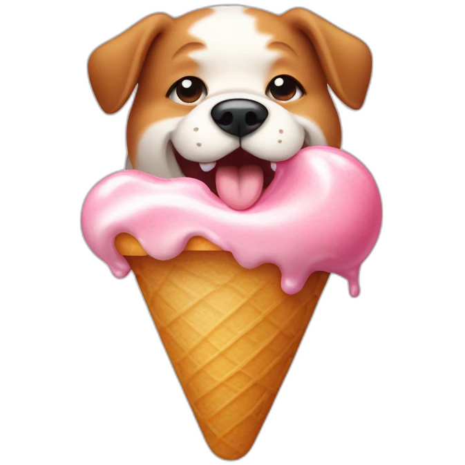 fat dog lick some icecream in form of a paw emoji