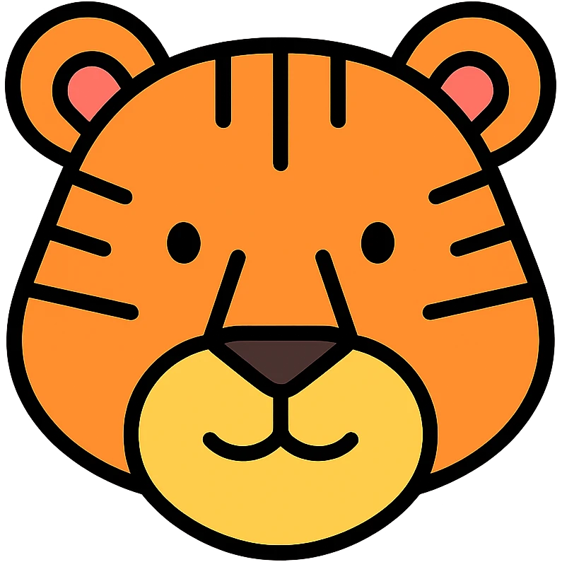 color outline icon of a tiger emoji