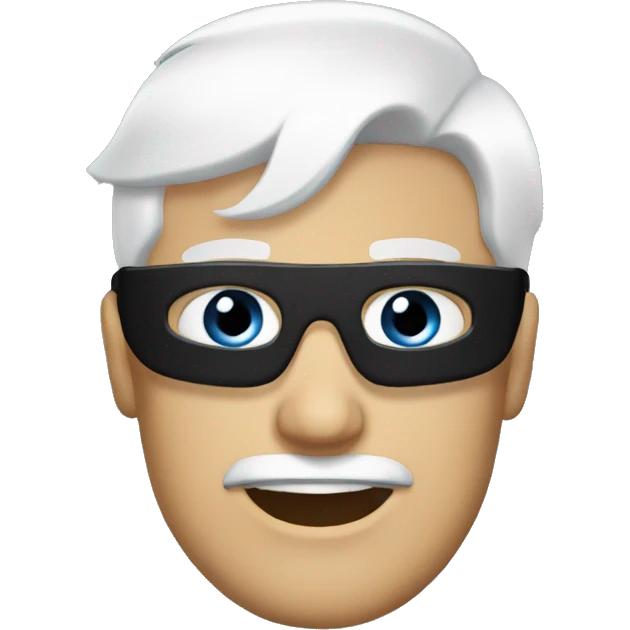 white haired guy, blue eyes, black blindfold emoji