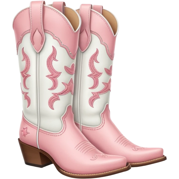 pastel pink and white cowboy boots emoji