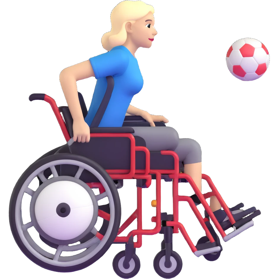 woman in wheelchair playing football emoji