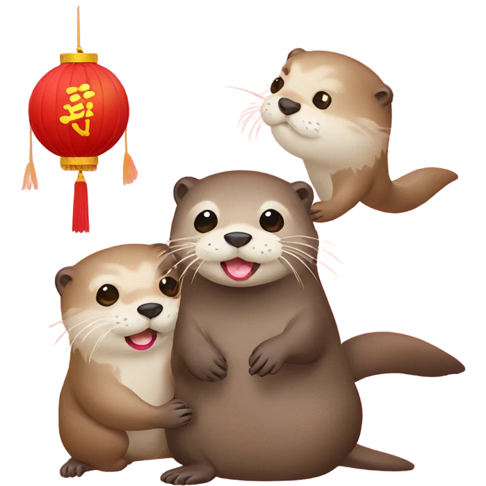 Otters on Korean Lunar New Year emoji