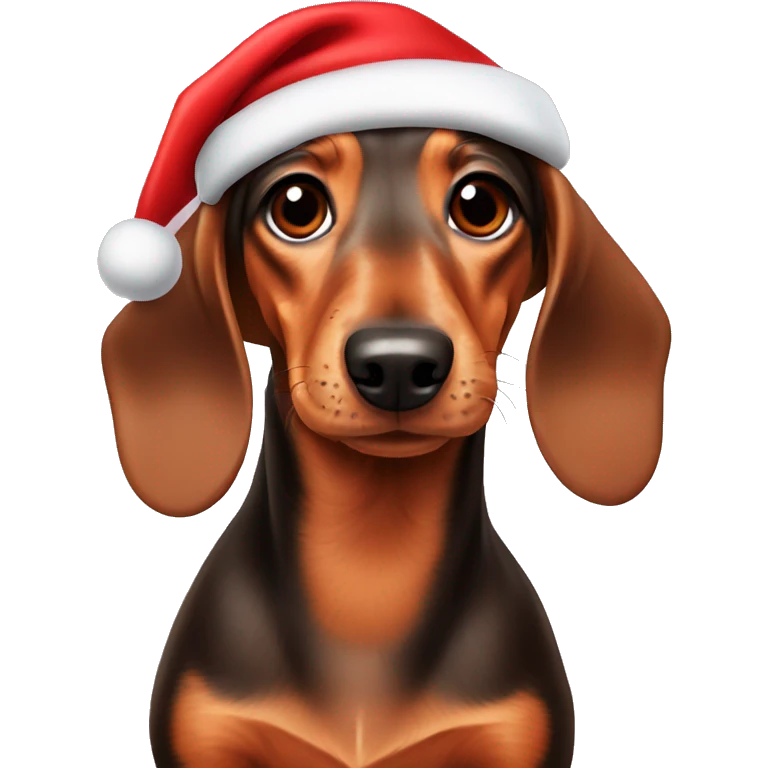 Dachshund wearing a Santa hat emoji