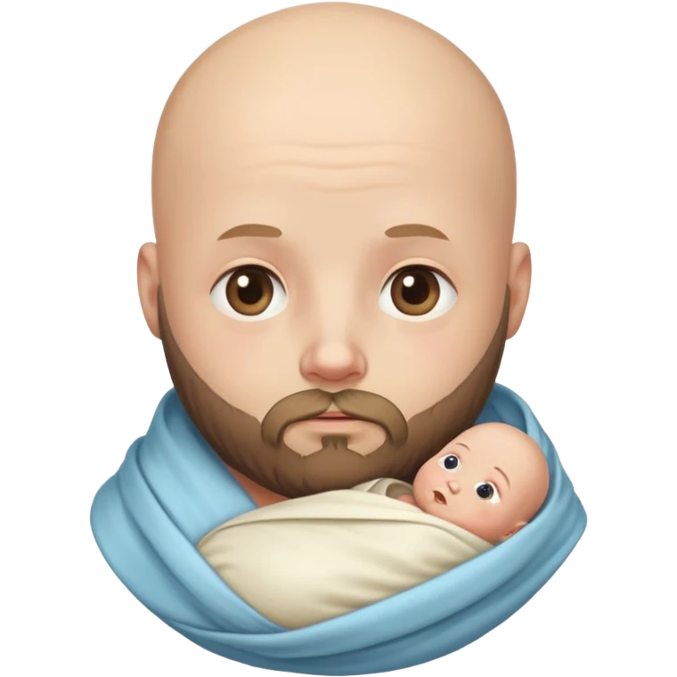 Bald man with a beard swaddled like a baby emoji