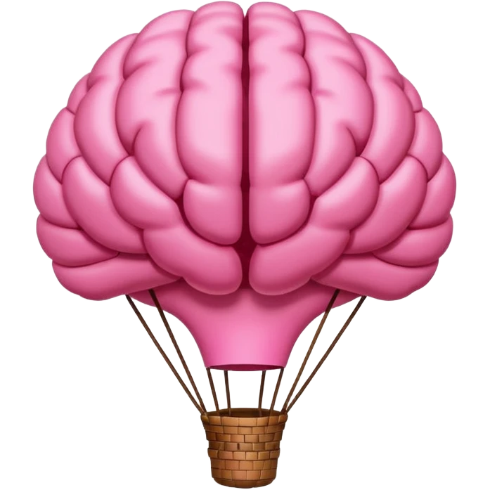 Globo aerostatico con forma de cerebro de color rosa emoji