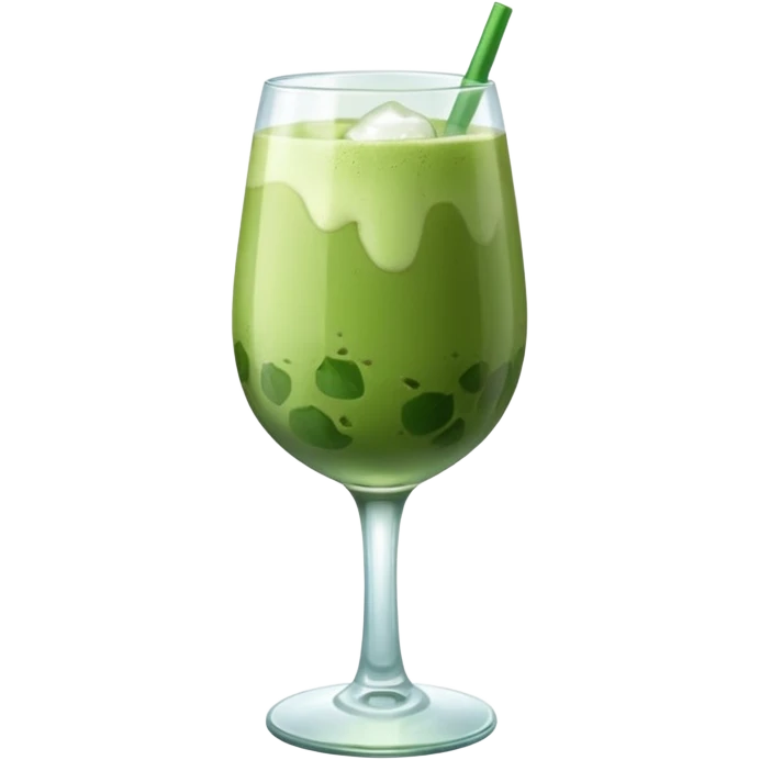Iced Matcha latte in a wine glass emoji