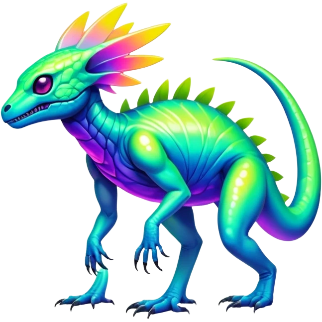 Tropical futuristic lush cool edgy neon Fionbri-Vernid-ET-creature (full body) emoji