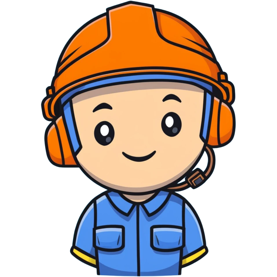 Asian man wearing bright orange safety helmet emoji