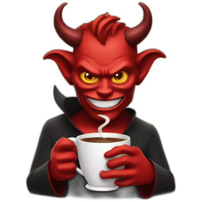 Devil with cup of coffee emoji