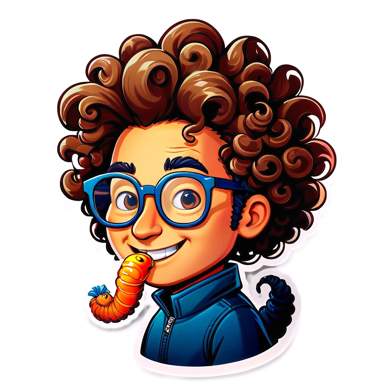 Worm with glasses and curly hair emoji