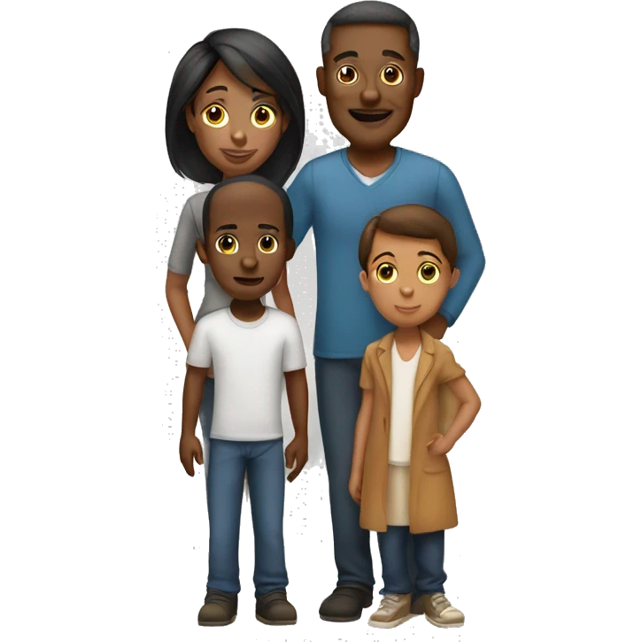african american Mom, Dad, 3 teen boys emoji