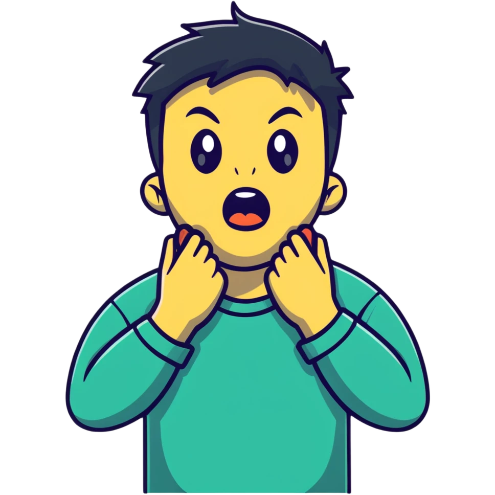 Man screaming with hands crossed over neck  emoji
