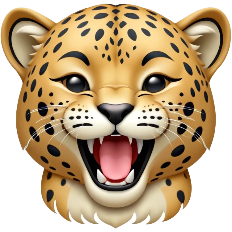 cinematic-realistic-yawning-young cutee jaguar-portrait-emoji,-head-tilted-slightly-with-a-dramatic,-wide-open-yawn,-showcasing-a-lithe,-graceful-build-with-distinctive-rosette-patterns-and-sleepy,-half-closed-eyes,-simplified-yet-irresistibly-adorable, realistic emoji