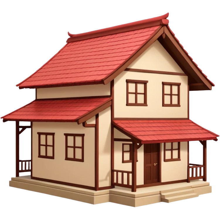 japan style wood house red beige emoji