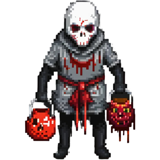 creepy slasher killer with bloody sack over head emoji