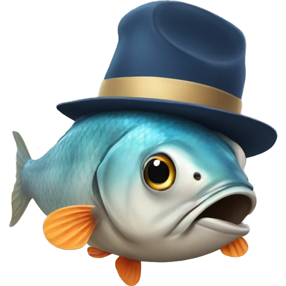 Fish wearing a hat emoji