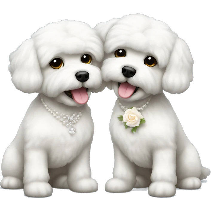 Two bichon dogs have Wedding  emoji