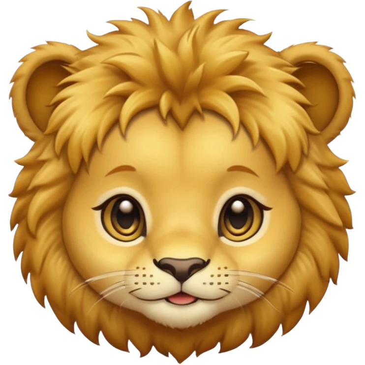 Cute baby lion's face (little cheeks, not much hair) emoji