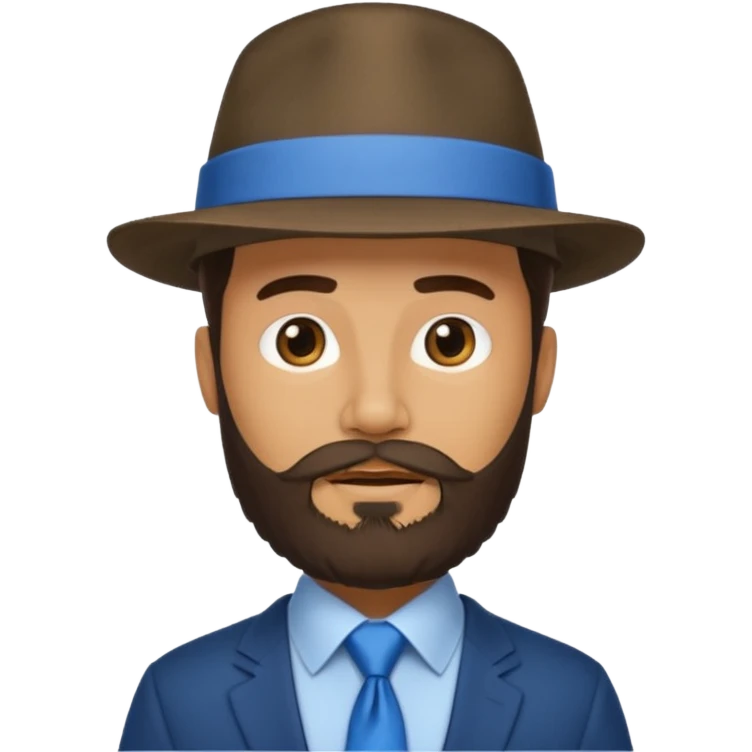 bearded man wearing hat and blue tie emoji