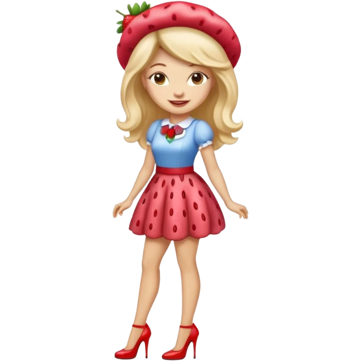 pretty and cute realistic modern day strawberry shortcake full body with high heels emoji emoji