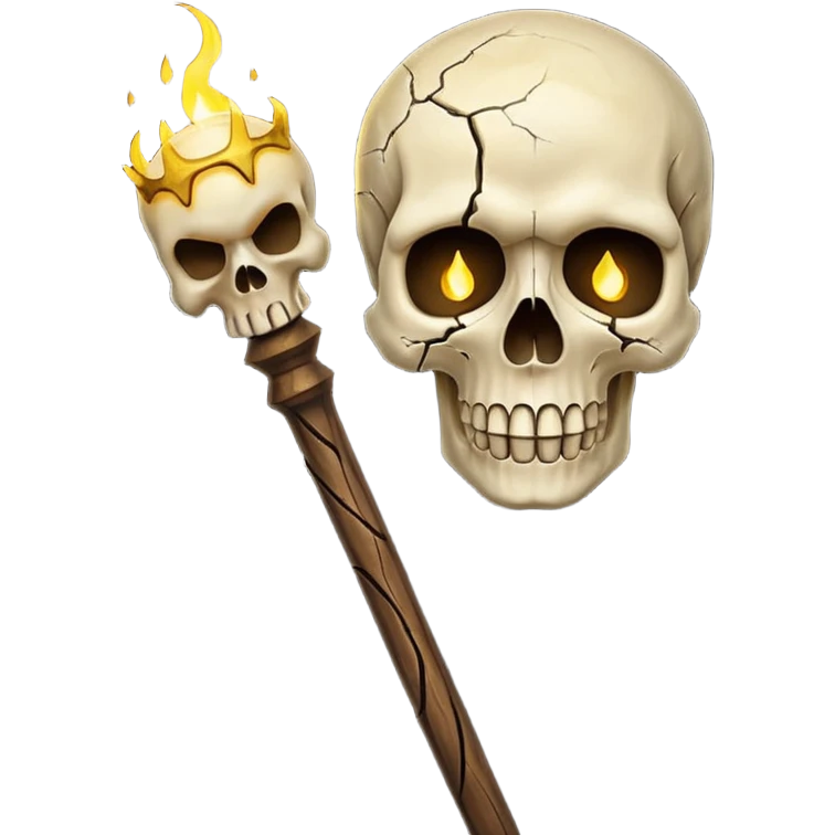 Skull Staff – Wooden staff with glowing skull top
 emoji