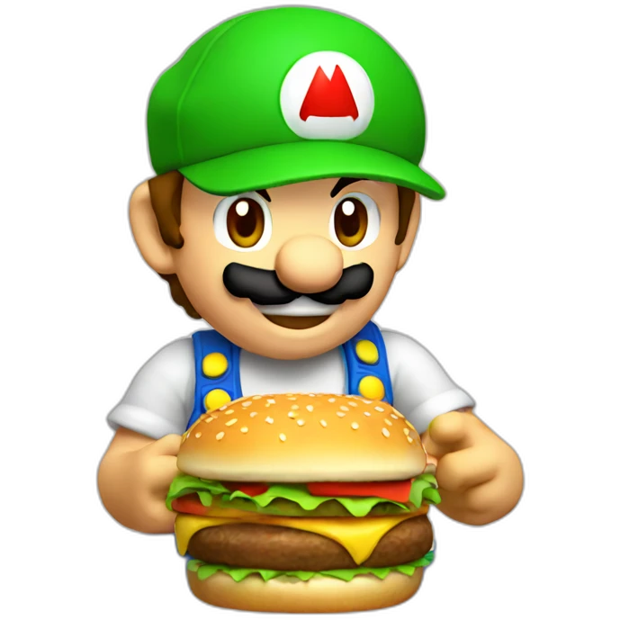 mario eating burger emoji