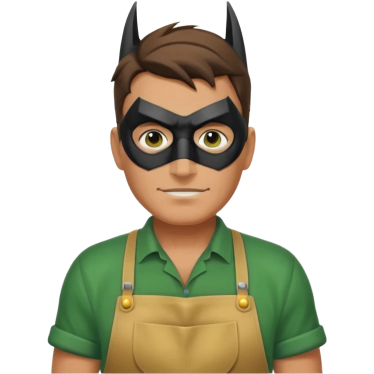 gardener with tanned skind and batman mask emoji