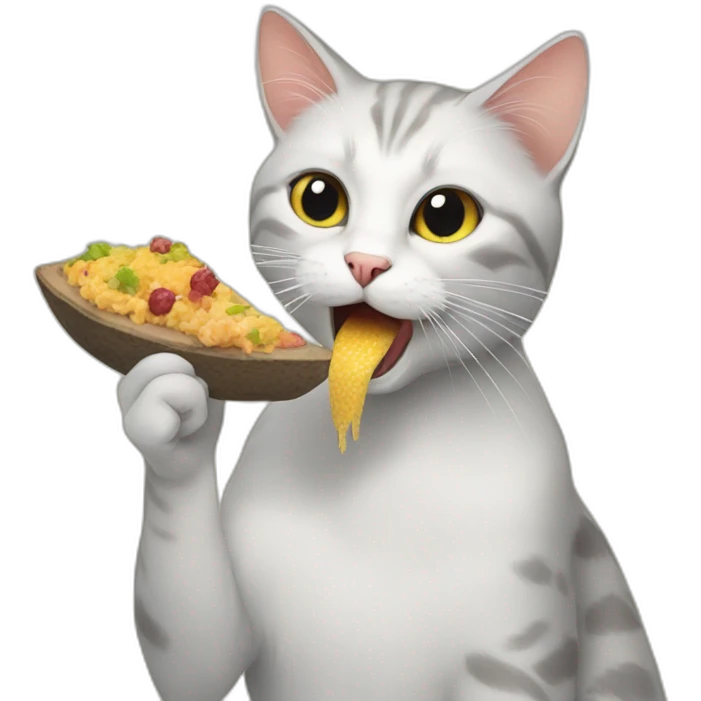 cat eating bird emoji