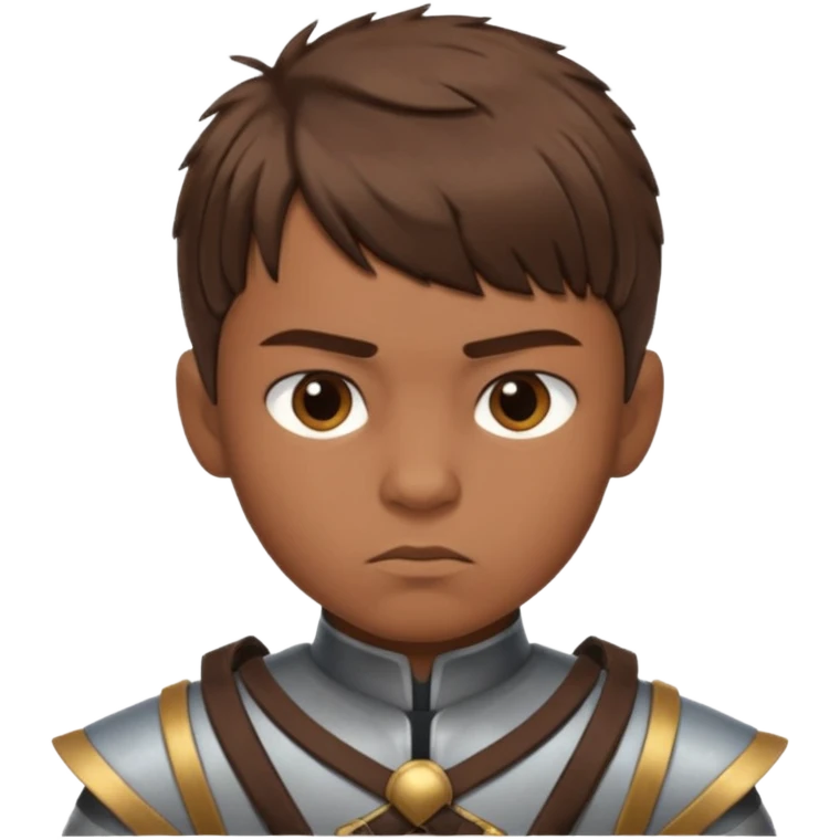 create a fringe haircut boy with a brown hair with hair little up more looking like warrior haircut emoji