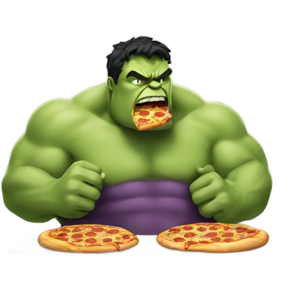 Overweight hulk eating pizza emoji