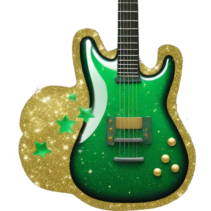 Black and emerald green guitar glitter emoji