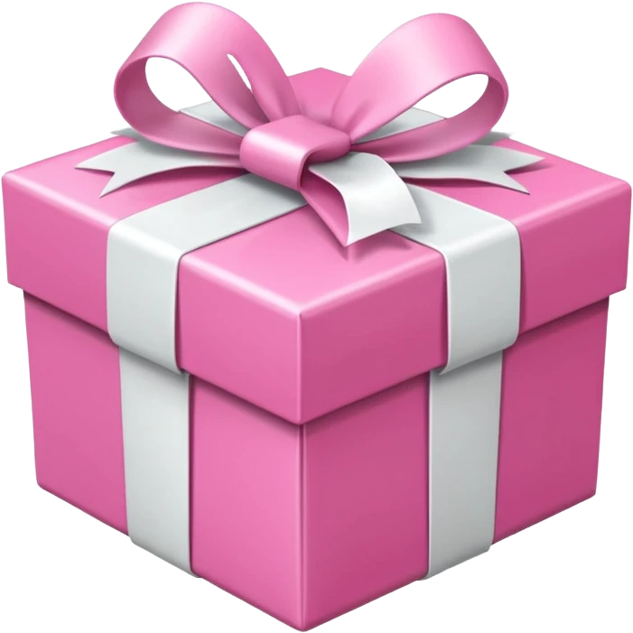 подарункова  рожева коробка з білими стрічками emoji
