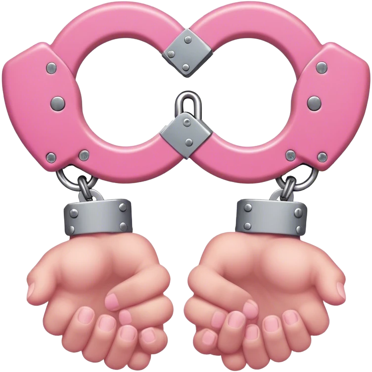 Hands in fuzzy pink handcuffs emoji