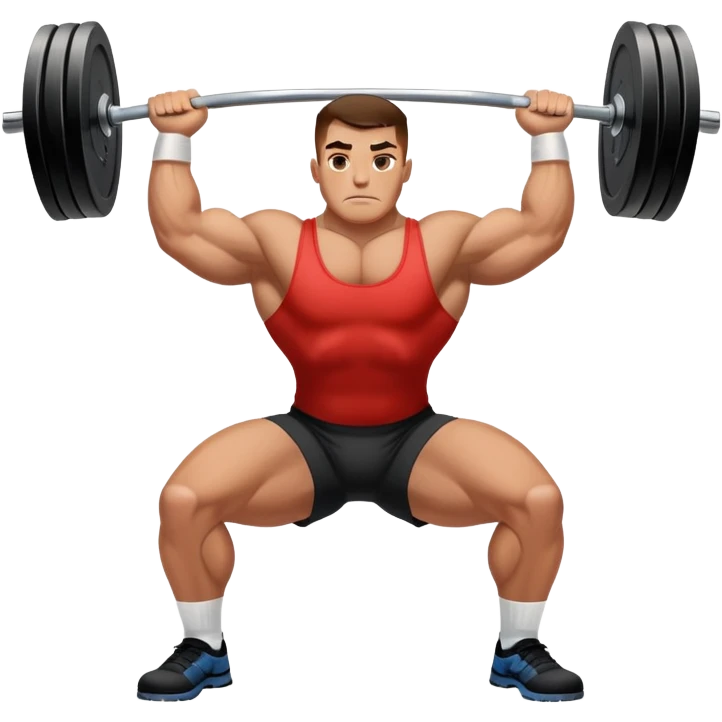 Powerlifter lifting a heavy barbell in a dramatic display of strength, muscles flexing under the pressure. The focus is on the lifter's intense effort and the heavy weights on each side. The background features a gym with weights and equipment, emphasizing the raw power of the sport.  emoji