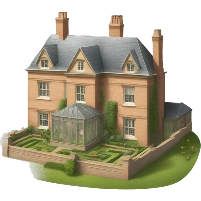 19th century English manor house with garden emoji
