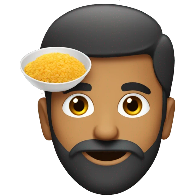 A medium dark punjabi man with a beard eating poha emoji