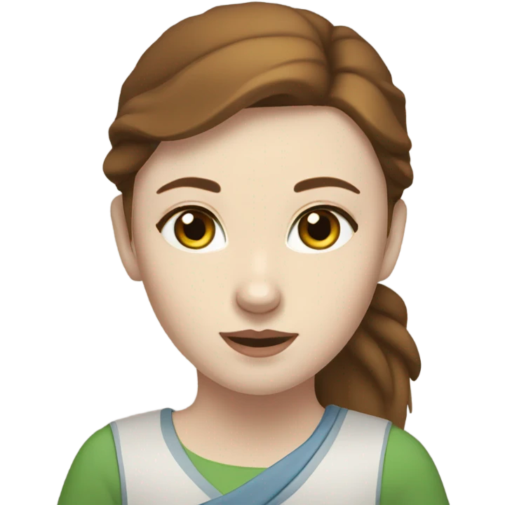 White Woman hair brown and bleus eyes and golden Husky With green eyes emoji