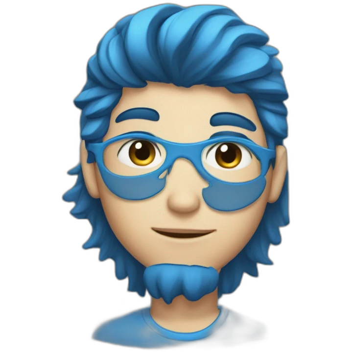 Un jeune homme avec les cheveux teinture bleu étoile. emoji