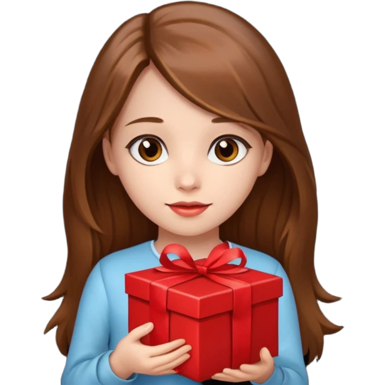 young girl with gift box, brown long hair






























 emoji