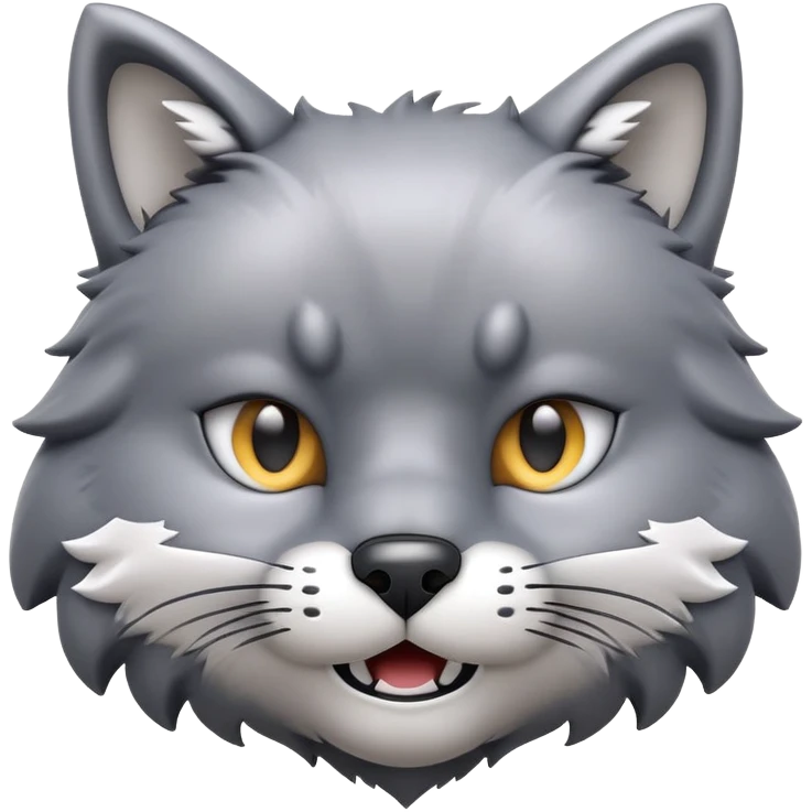 3D-style gray wolf or cat-like character emoji, WTF meme face, clean and glossy, inspired by TenSquared logo emoji