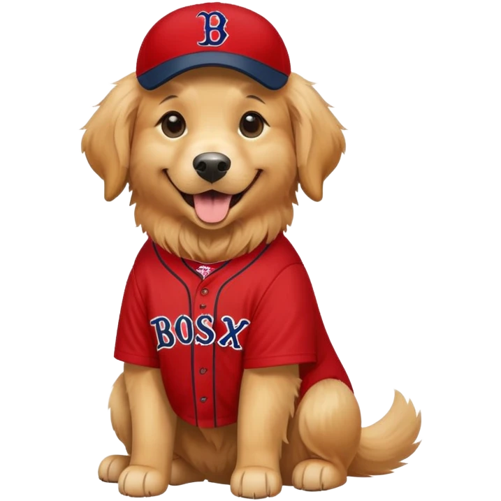 Golden retriever wearing Red Sox uniform emoji