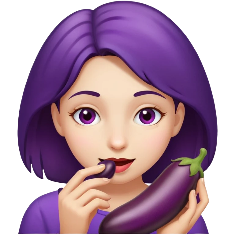 girl eating a eggplant  emoji