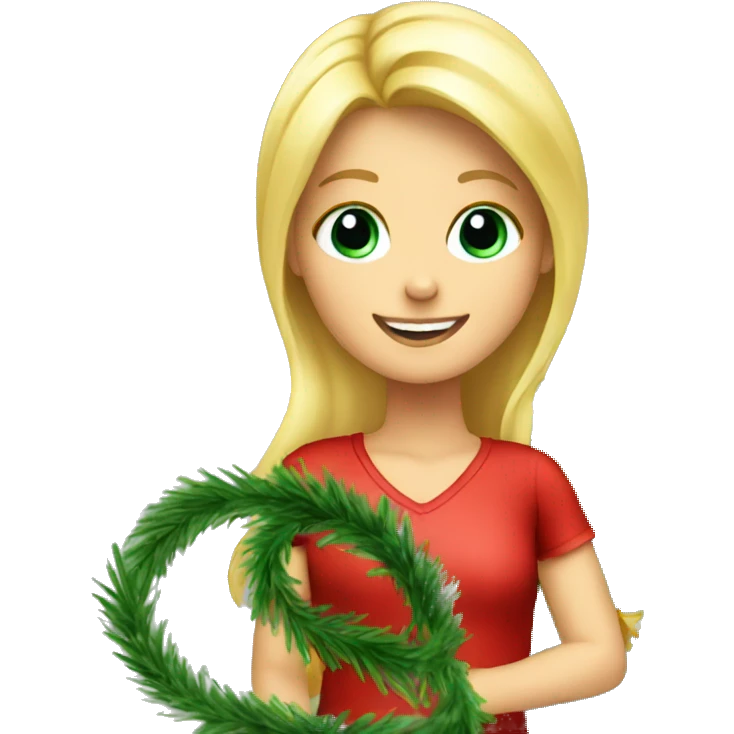 Blond Girl decorating a Christmas tree emoji