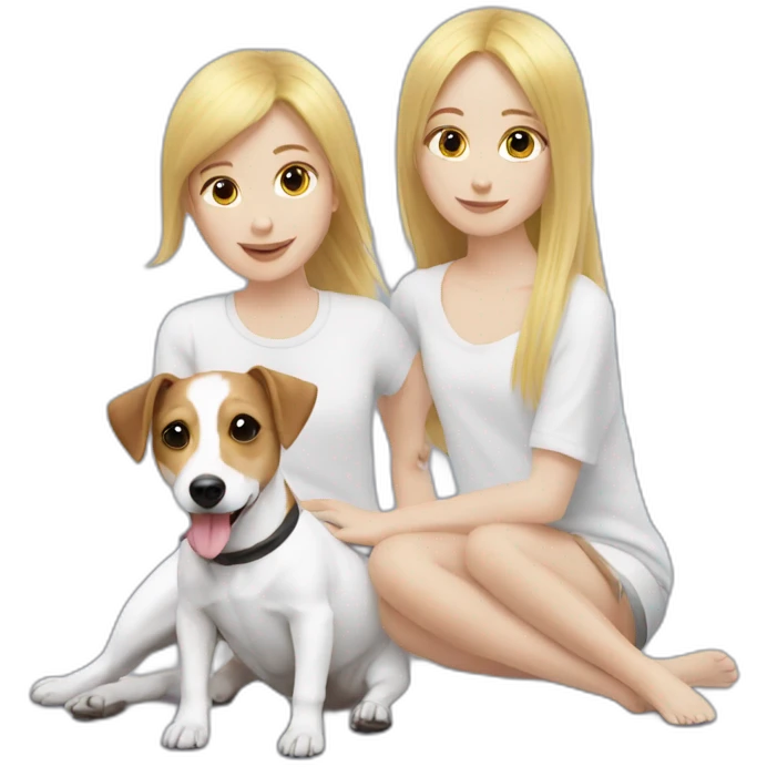 Jack Russell With 2 girl blond emoji
