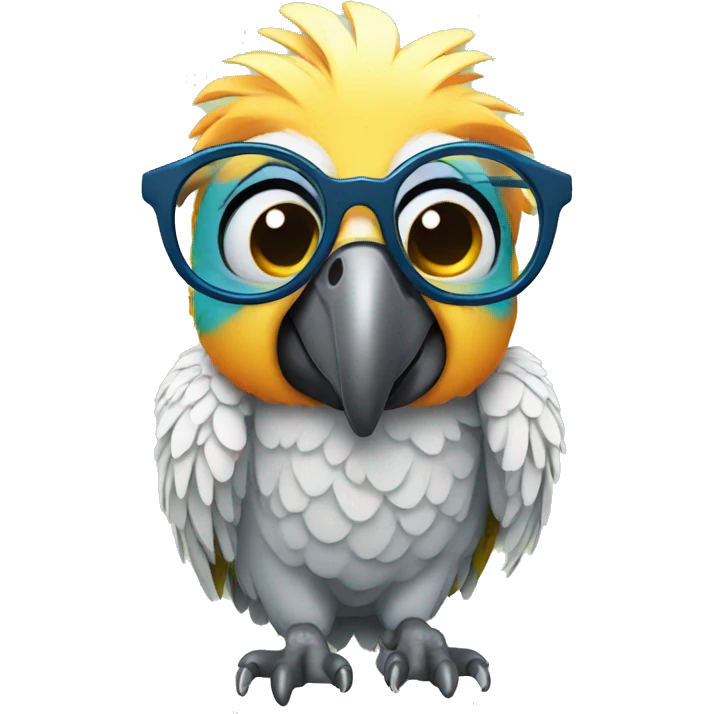 Parrot with glasses with wings open emoji
