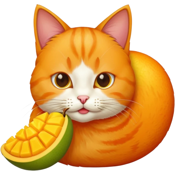Cat eating mango emoji