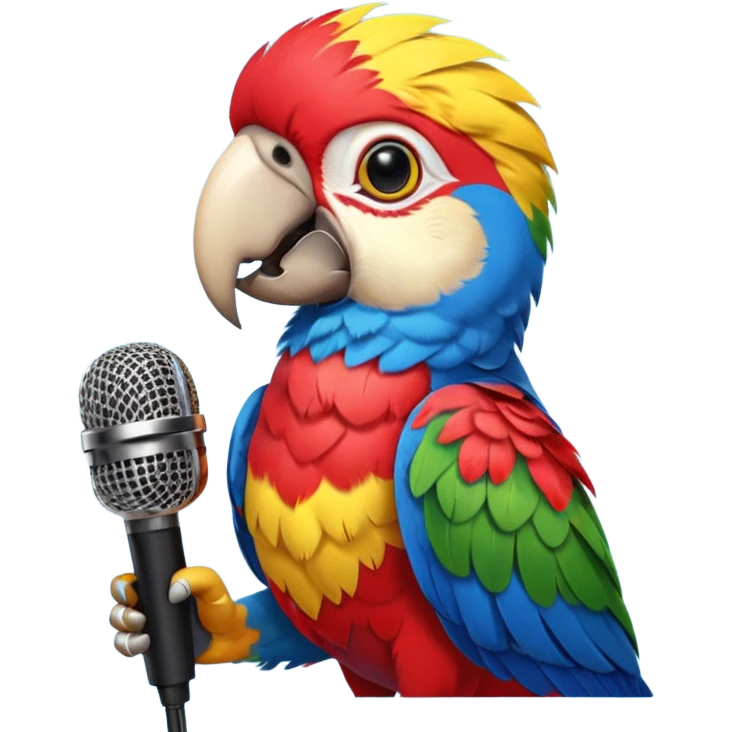 Parrot speaking into mic emoji