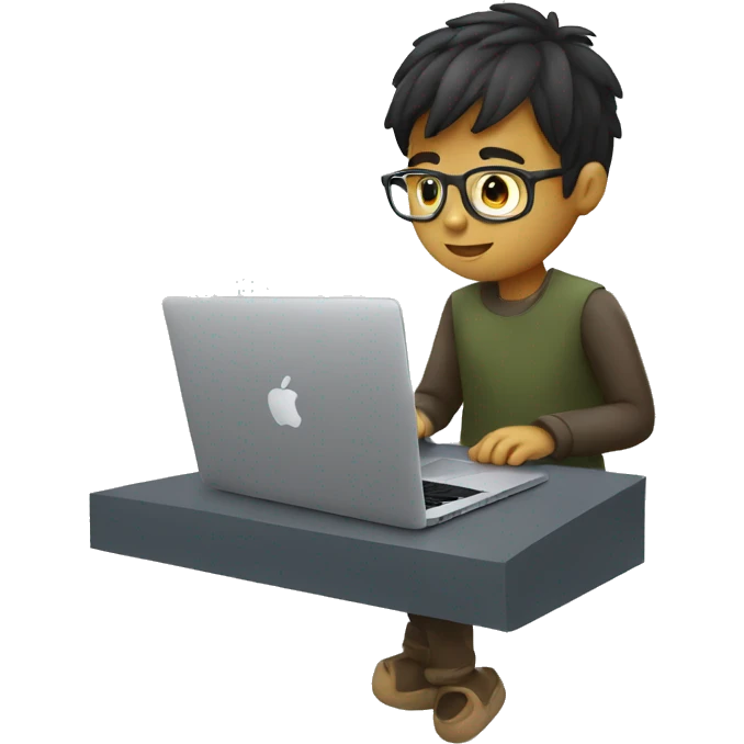 boy coding on the macbook, symmatrical emoji