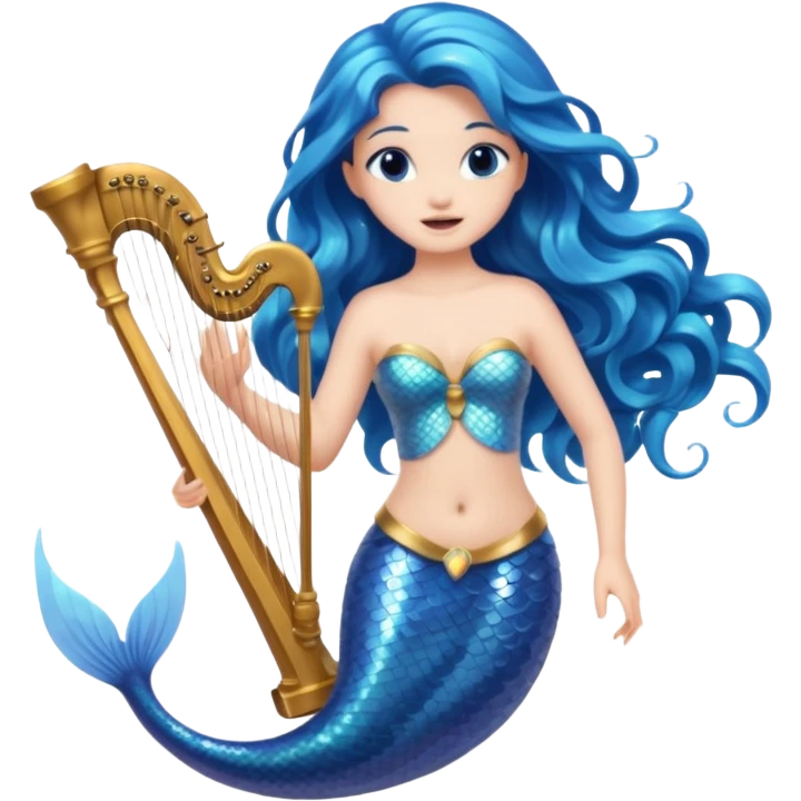 Singing Mermaid – Holding harp emoji