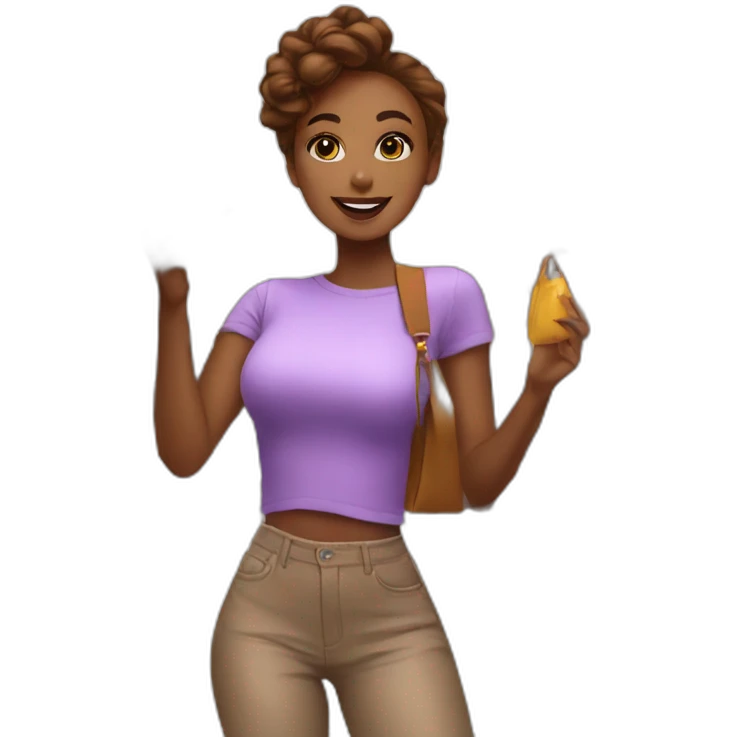 influencer taking selfie with a shopping emoji
